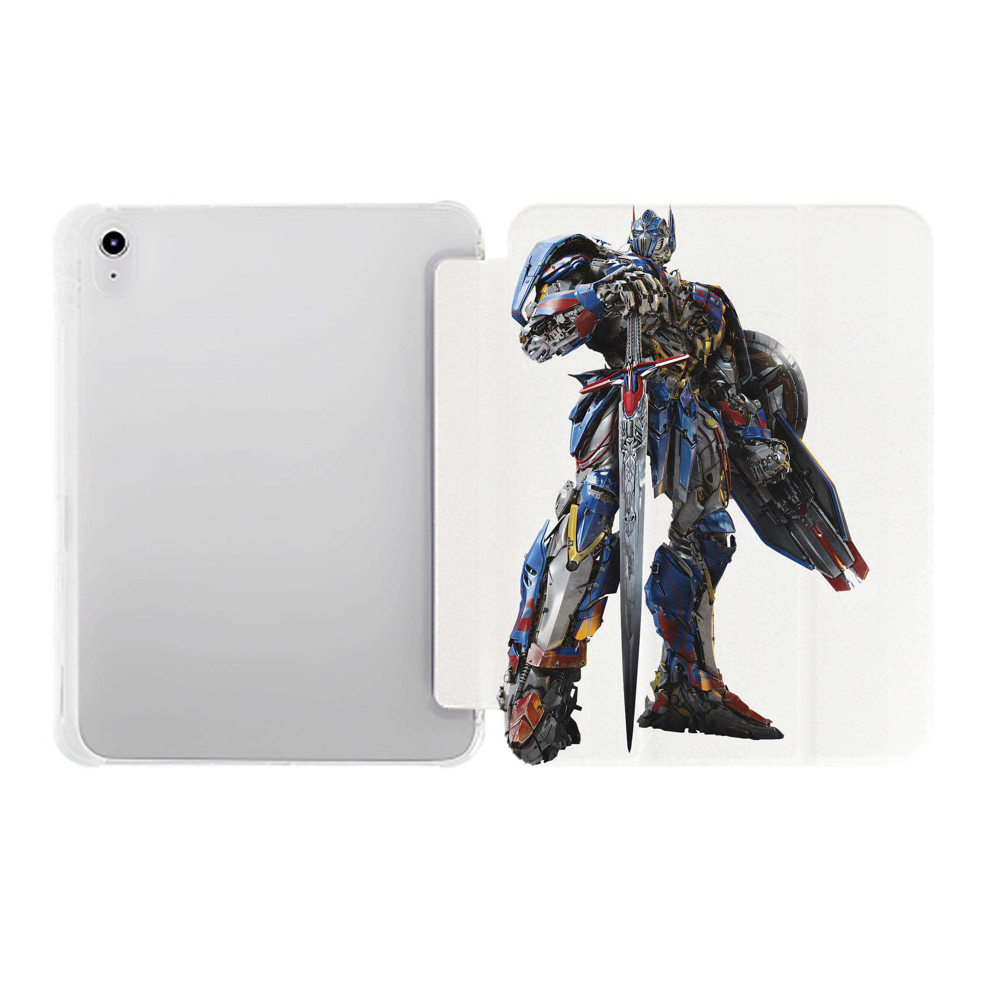 （画像用） Transformers トランスフォーマー IPad ケース ペン収納付き 三つ折りスタンド PUレザー×シリコン 対応機種9.5/10.5/10.9インチ